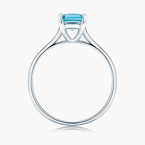 Pierścionek zaręczynowy SAVICKI: białe złoto, akwamaryn